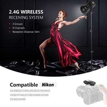 Neewer i6T EX 600W 2.4G TTL Studio Strobe 1/8000 HSS Flash Monolight Compatible with Nikon, Wireless Trigger/Modeling Lamp/Recycle in 0.2-1 Sec/Lithium Battery(400 Full Power Flashes)/Bowens Mount