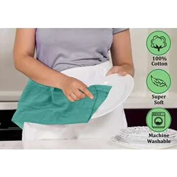 RUVANTI Flour Sack Towels 12 Pack 28x28 Inch, 100% Cotton Tea Towels, Reusable Kitchen Towels, Machine Washable, Absorbent Bar Towels - Dish Cloth Perfect for Drying & Cleaning - Turquoise