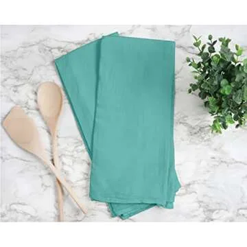 RUVANTI Flour Sack Towels 12 Pack 28x28 Inch, 100% Cotton Tea Towels, Reusable Kitchen Towels, Machine Washable, Absorbent Bar Towels - Dish Cloth Perfect for Drying & Cleaning - Turquoise