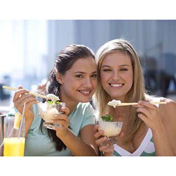 Redbean Bamboo Cutlery Set with 8.5 inch Stainless Steel Metal Straw and Cleaner，7.8 inch Bamboo Utensils for Travel and Camping，Portable with Case to Go