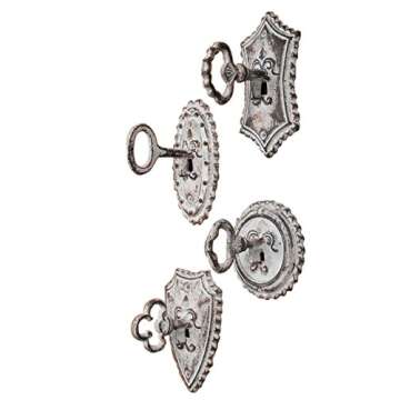 Red Co. Vintage Oversized Key and Lock Hooks, Set of 4 - Cottage Style