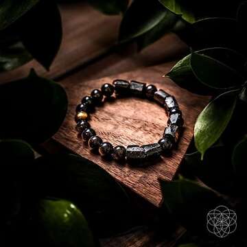 Conscious Items - Black Tourmaline Bracelet - Feng Shui Black Obsidian Bracelet - Authentic Black To...