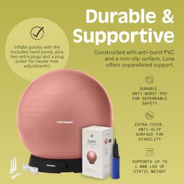 Retrospec Luna Exercise Ball for Workouts and Pregnancy