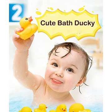 YUERFEILA Kids Bath Duck Toys 50 PCS Mini Rubber Ducks Squeak and Float Duckies Baby Shower Toy Part...
