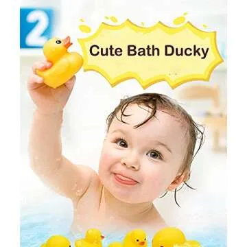 YUERFEILA Kids Bath Duck Toys 50 PCS Mini Rubber Ducks Squeak and Float Duckies Baby Shower Toy Part...