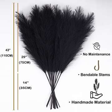 Elegant Faux Pampas Grass Stems for Stylish Decor