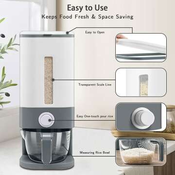 Lenwi Rice Dispenser 25 Lbs - Kitchen Storage Solution