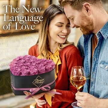 GLAMOUR BOUTIQUE 27 Preserved Roses in a Heart Box - Flowers Forever Valentine's Day, Roses Forever for Women, Roses Forever in a Box for Delivery, Birthday Gifts for Her, Pink