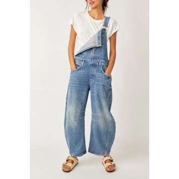 Kedera Women's Denim Overall Casual Straight Wide Leg Bib Jeans Overall Adjustable Straps Denim Romper Stretch Jumpsuits