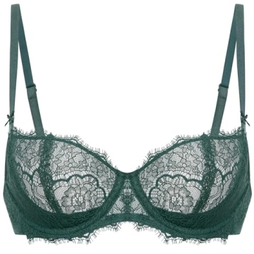 DOBREVA Women's Sexy Lace Balconette Bra - Comfortable Push Up Plus Size 34DD