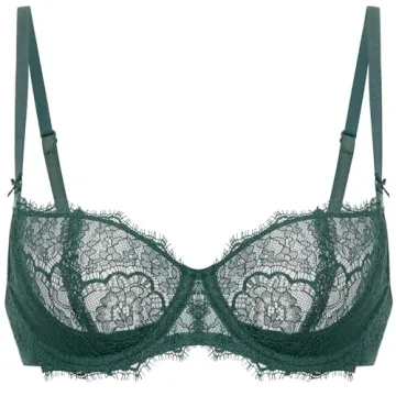 DOBREVA Women's Sexy Lace Balconette Bra - Comfortable Push Up Plus Size 34DD