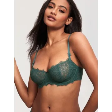 DOBREVA Women's Lace Balconette Bra Comfortable Push Up 34DD