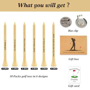 Unique Father's Day Golf Gift Set with Tees and Hat Clip