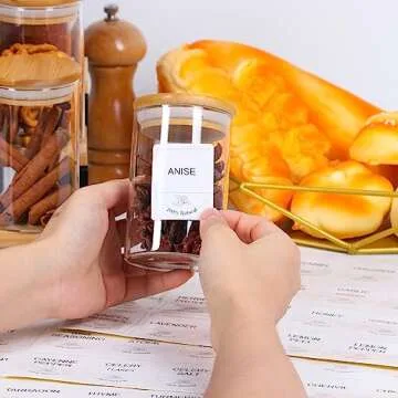 STARSIDE 8 oz Glass Jars with Bamboo Lids,Set of 15 Empty Spice Jars with Labels,Glass Seasoning Organizer,Spice Containers,Airtight Food Storage Container,Borosilicate Glass Canisters Sets