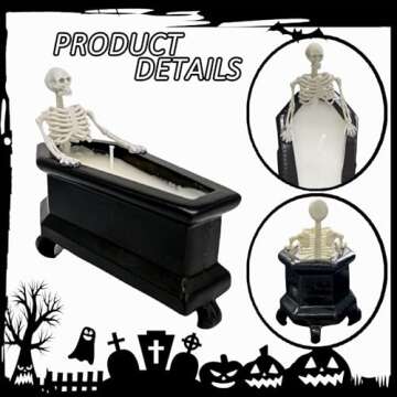 ZHURUININ Halloween Skeleton Candle, Halloween Home Decor-Halloween Candles Long Burning Soy Candle with Gothic Design, Vintage Farmhouse Decoration for Home Indoor Room Tables, Spooky Gift for Women