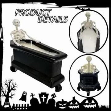 ZHURUININ Halloween Skeleton Candle, Halloween Home Decor-Halloween Candles Long Burning Soy Candle with Gothic Design, Vintage Farmhouse Decoration for Home Indoor Room Tables, Spooky Gift for Women