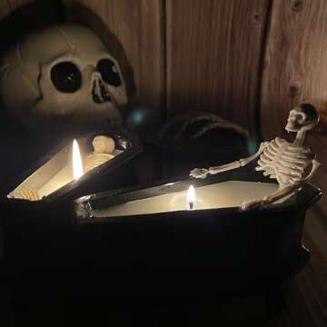 ZHURUININ Halloween Skeleton Candle, Halloween Home Decor-Halloween Candles Long Burning Soy Candle with Gothic Design, Vintage Farmhouse Decoration for Home Indoor Room Tables, Spooky Gift for Women