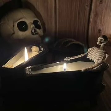 ZHURUININ Halloween Skeleton Candle, Halloween Home Decor-Halloween Candles Long Burning Soy Candle with Gothic Design, Vintage Farmhouse Decoration for Home Indoor Room Tables, Spooky Gift for Women