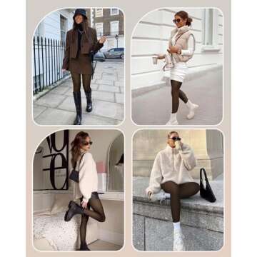 OEAK Womens Fleece Lined Tights - Warm & Stylish Leggings