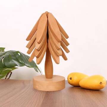 Wooden Placemats for Serving Hot Dishes, Tree Tripods, Tree Coasters, Wooden Placemat Trays and Wood...