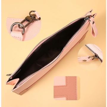 HXT-OAK Women's Slim Minimalist Clutch Bag, PU Leather Colorblocked Envelope Clutch Purse, File Bag with Detachable Wristlet Brown