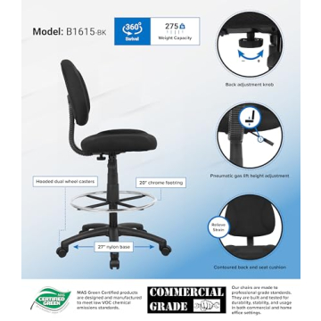 Boss Ergonomic Drafting Chair for Home Office