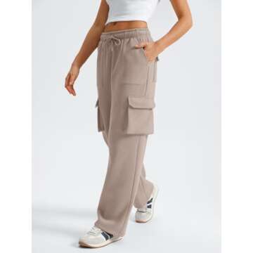 Stylish AUTOMET Womens Wide Leg Cargo Sweatpants