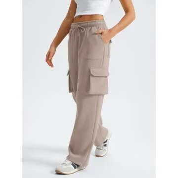 Stylish AUTOMET Womens Wide Leg Cargo Sweatpants