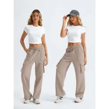 Stylish AUTOMET Womens Wide Leg Cargo Sweatpants