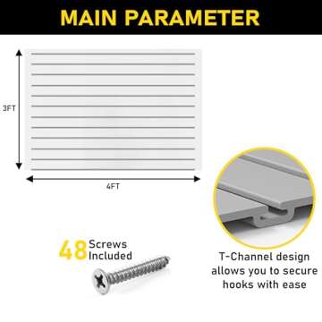 DLDIRECT 3'H x 4'W Slatwall Panel Garage Wall Organizer: Heavy Duty Wall Mounted PVC Wall Rack, Interlocking Slat Wall Paneling for Garage Wall Storage, Slatwall Board, Slatwall Shelves System - Grey