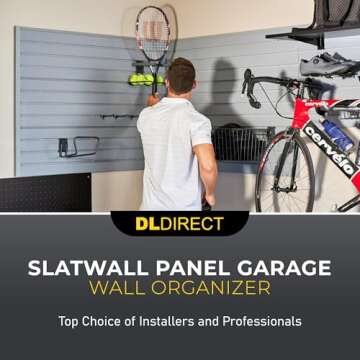 DLDIRECT 3'H x 4'W Slatwall Panel Garage Wall Organizer: Heavy Duty Wall Mounted PVC Wall Rack, Interlocking Slat Wall Paneling for Garage Wall Storage, Slatwall Board, Slatwall Shelves System - Grey