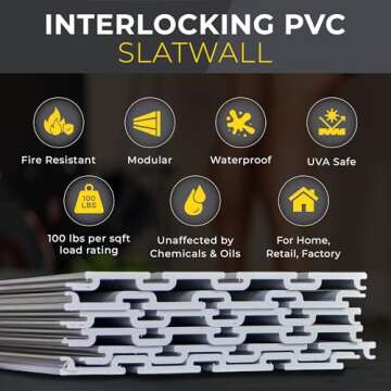 DLDIRECT 3'H x 4'W Slatwall Panel Garage Wall Organizer: Heavy Duty Wall Mounted PVC Wall Rack, Interlocking Slat Wall Paneling for Garage Wall Storage, Slatwall Board, Slatwall Shelves System - Grey