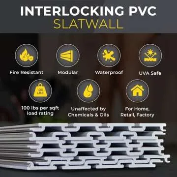 DLDIRECT 3'H x 4'W Slatwall Panel Garage Wall Organizer: Heavy Duty Wall Mounted PVC Wall Rack, Interlocking Slat Wall Paneling for Garage Wall Storage, Slatwall Board, Slatwall Shelves System - Grey