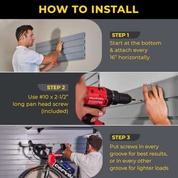 DLDIRECT 3'H x 4'W Slatwall Panel Garage Wall Organizer: Heavy Duty Wall Mounted PVC Wall Rack, Interlocking Slat Wall Paneling for Garage Wall Storage, Slatwall Board, Slatwall Shelves System - Grey