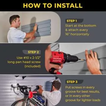 DLDIRECT 3'H x 4'W Slatwall Panel Garage Wall Organizer: Heavy Duty Wall Mounted PVC Wall Rack, Interlocking Slat Wall Paneling for Garage Wall Storage, Slatwall Board, Slatwall Shelves System - Grey