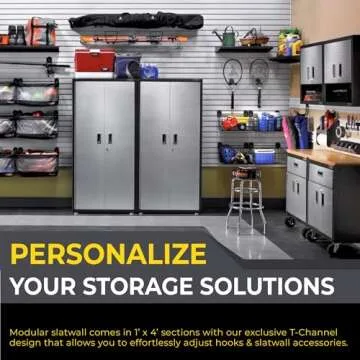 DLDIRECT 3'H x 4'W Slatwall Panel Garage Wall Organizer: Heavy Duty Wall Mounted PVC Wall Rack, Interlocking Slat Wall Paneling for Garage Wall Storage, Slatwall Board, Slatwall Shelves System - Grey