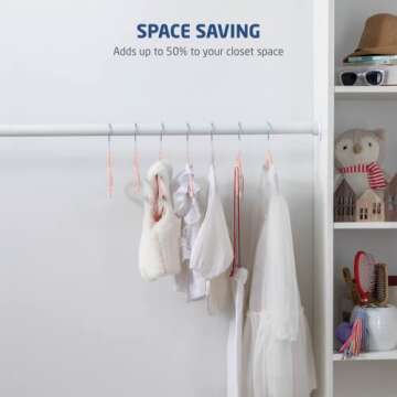 Zober Velvet Kids Hangers for Closet - Pack of 30 Non Slip Childrens Hangers for Shirts, Pants & Dresses w/Swivel Hook - Durable Kids Clothes Hanger w/Notches - Small Hangers - Blush