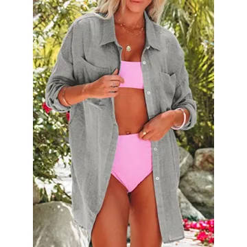 Dokotoo Summer Cotton Button Down Cover-Up Shirt