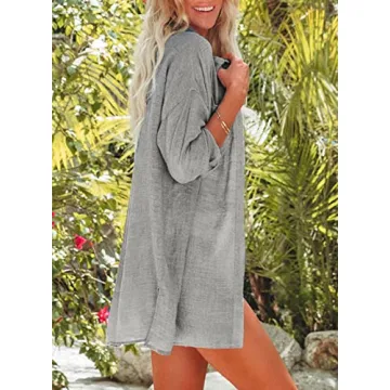 Dokotoo Summer Cotton Button Down Cover-Up Shirt