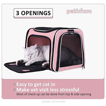 petisfam Soft Pet Carrier for Medium Cats and Small Dogs with Cozy Bed, 3 Doors, Top Entrance | Airl...