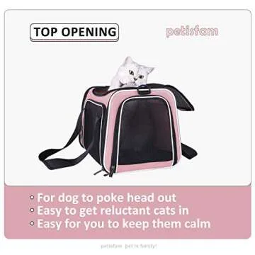petisfam Soft Pet Carrier for Medium Cats and Small Dogs with Cozy Bed, 3 Doors, Top Entrance | Airline Approved, Escape-Proof, Breathable, Leak-Proof, Easy Storage (Pink)