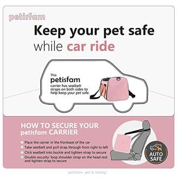 petisfam Soft Pet Carrier for Medium Cats and Small Dogs with Cozy Bed, 3 Doors, Top Entrance | Airline Approved, Escape-Proof, Breathable, Leak-Proof, Easy Storage (Pink)