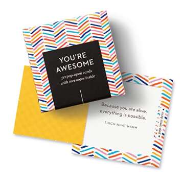 Compendium ThoughtFulls Pop-Open Cards — 4-Pack of You're Awesome, You Matter, Be Strong, Life Is Beautiful — 120 Pop-Open Cards, Each with a Different Message Inside