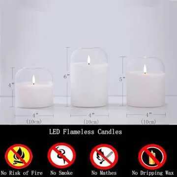 volnyus White Glass Flameless Candles Set with Remote