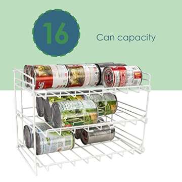 Home Basics Can Rack Organizer Food Storage Canned Food Soda Can Dispenser for Cabinet or Refrigerator White