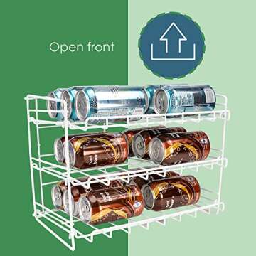 Home Basics Can Rack Organizer Food Storage Canned Food Soda Can Dispenser for Cabinet or Refrigerator White