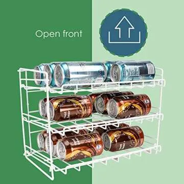 Home Basics Can Rack Organizer Food Storage Canned Food Soda Can Dispenser for Cabinet or Refrigerator White