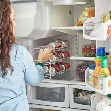Home Basics Can Rack Organizer Food Storage Canned Food Soda Can Dispenser for Cabinet or Refrigerator White