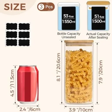 ComSaf Airtight Glass Storage Canister with Wood Lid