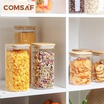 ComSaf Airtight Glass Storage Canister with Wood Lid